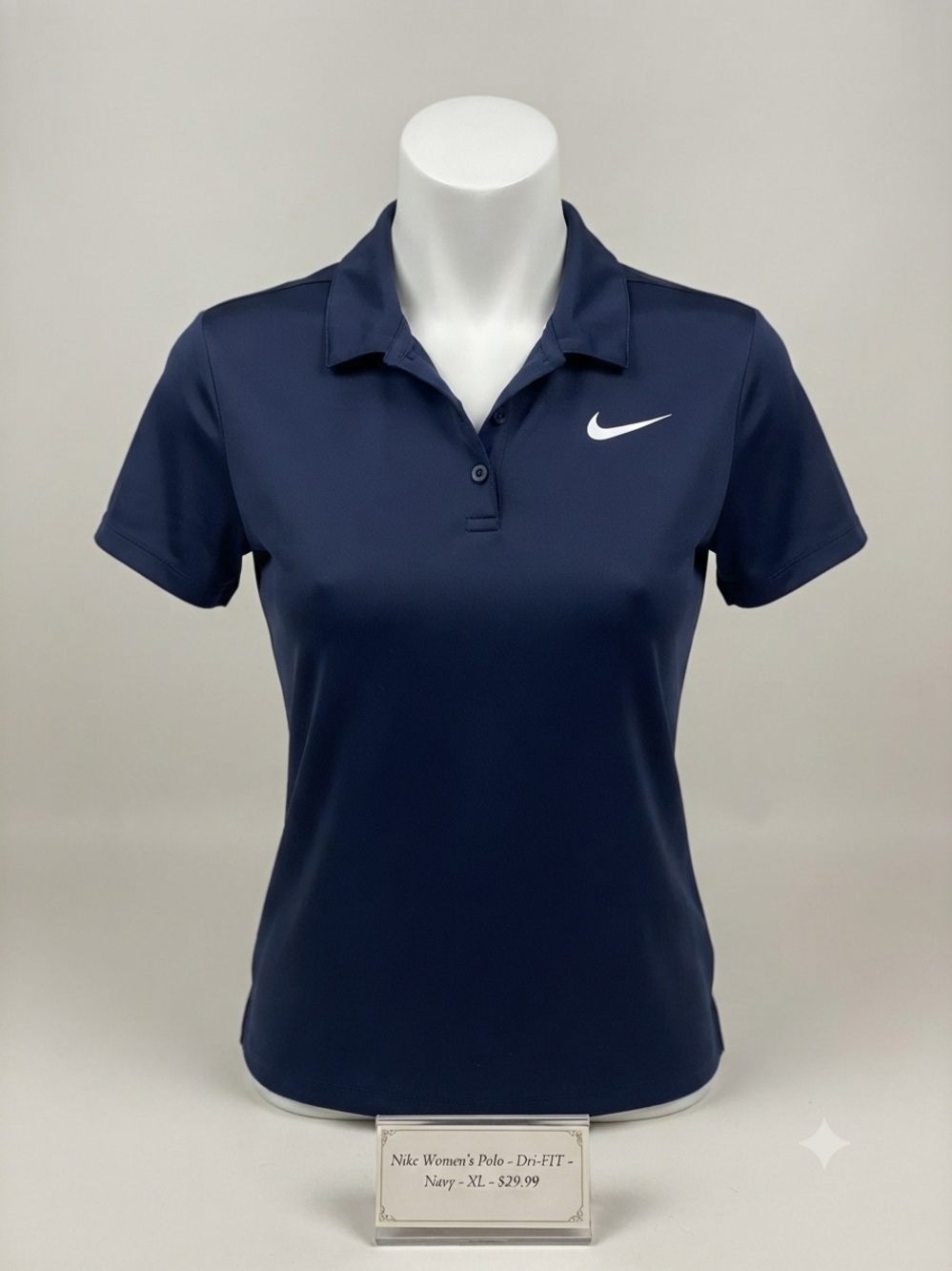 Nike Women's Navy Polo with White Swoosh